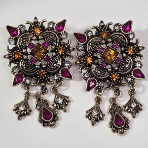 Elegant Gold and Pink Statement Earrings